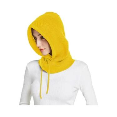 Imagem de Gorro Feminino De Inverno Quente Em Cashmere Com Capuz E Gola Falsa In