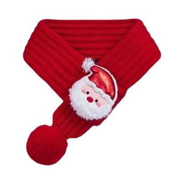 Imagem de Cachecol Tricotado Vermelho E Verde Para Cachorros, Acessório De Natal