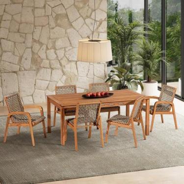 Imagem de Conjunto Corda 6 Cadeira 1 Mesa 180cm - Varanda Coberta/Área Gourmet T