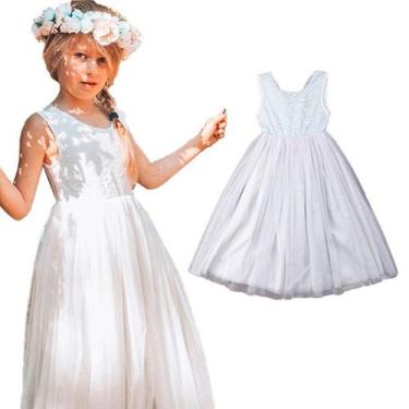Imagem de Vestido Infantil Menina Festa Batizado Tule Florid Casamento - Anjo Da