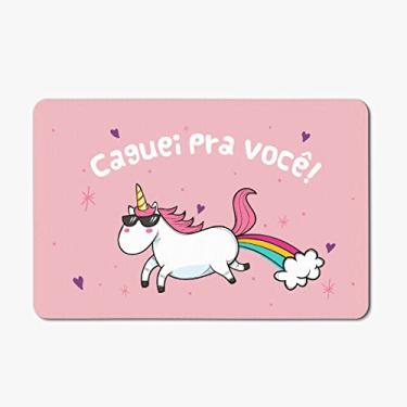 Imagem de Tapete Porta Banheiro Quarto 60x40cm - Caguei pra Você Rosa