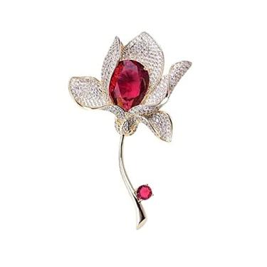 Imagem de KIZQYN Broche feminino broche de lírio requintado casaco feminino terno versátil temperamento broche de flor elegante acessórios de vestuário acessório de fantasia