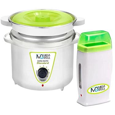 Imagem de Kit Panela Depilação Termocera 900g Com Refil Branca Com Verde Limão + Aquecedor de Cera Roll-on Verde Limão
