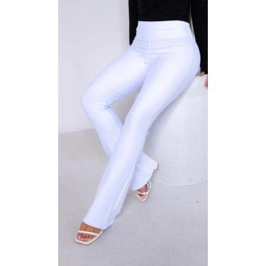 Imagem de Calça Legging Flare Feminina Calça Bailarina Boca De Sino-Branca - Thi