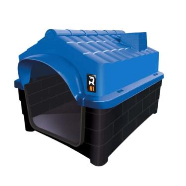 Imagem de Casa Casinha Cachorro Plástica N1 Pequena + Comedouro Cor:azul