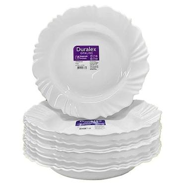 Imagem de Jogo de 12 Pratos Rasos Pétala Duralex Opaline Vidro Temperado Nadir Branco