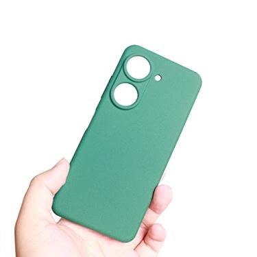 Imagem de QUIETIP Capa compatível com Asus Zenfone 9 e Zenfone 10 com protetor de tela, capa protetora à prova de choque de silicone fino macio fosco antiderrapante, verde