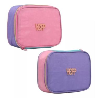 Imagem de Estojo Escolar Feminino Box Organizador Grande 100 Pens - Yepp (Rosa/Lilas)