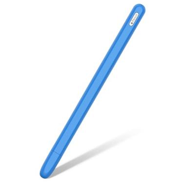 Imagem de Estojo de silicone para Apple Pencil 2ª geração, suporte para carregamento sem fio e toque duplo, suporte para lápis leve e antiderrapante (azul)