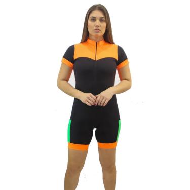 Imagem de Macacão para ciclismo com forro de shorts manga curta DA Modas Feminina-Feminino