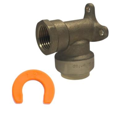 Imagem de 2 peças XFITTING Push Fit 3/4 polegadas x 1/2 polegada fêmea NPT cotovelo com orelha suspensa com 1 clipe de desconexão, 28-1-3 = 2W.1C