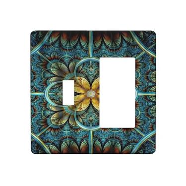Imagem de Boho Fractal Mandala 2 Gang Combin Toggle Rocker Light Switch Cover Bohemia Decorativa Placa de Parede Placa Frontal Elétrica GFCI para Banheiro Quarto Decoração de Casa