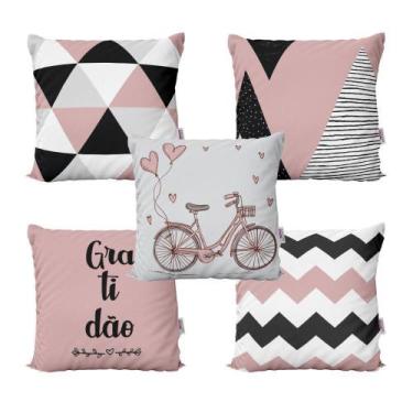 Imagem de Capas De Almofadas Decorativas Rosa Bike Gratidão 40X40 - Novadecora