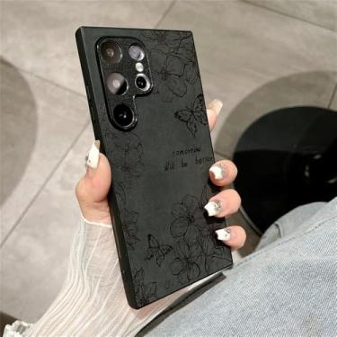 Imagem de Capa de couro para samsung s24 s23 plus ultra a05 s a15 a25 a35 a55 a04s a14 a23 a34 a54 capa, sakura borboleta bk, para a04s