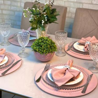 Imagem de Kit Mesa Posta Sousplat Completo LISO Varias Cores - MUMUDECOR, ROSE, 
