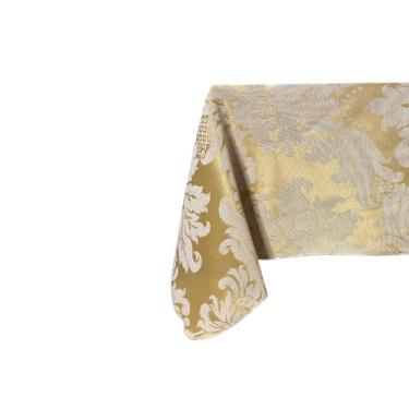 Imagem de Toalha de Mesa Retangular Jacquard - MUMUDECOR, 02 DOURADO E OFF, 1,40