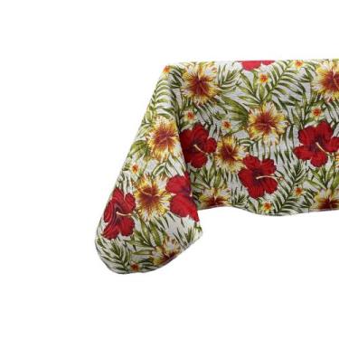 Imagem de Toalha De Mesa Estampada Floral - MUMUDECOR, 81 HIBISCO FUNDO BRANCO, 