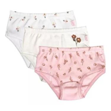 Imagem de Kit 3 Calcinhas Infantil Malha Dupla Luna 100% Algodão 381 A, 8, Branc