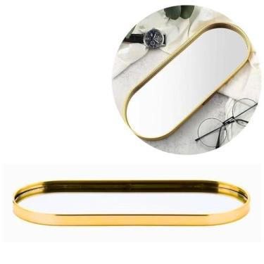 Imagem de Bandeja Espelhada Banheiro Lavabo Oval Decorativa Multiuso - MM, Doura