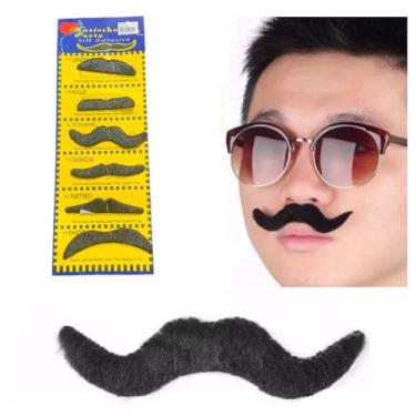 Imagem de Fantasia cartela de Bigodes falsos em pelúcia com 6 unidades - Genéric