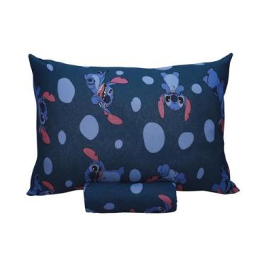Imagem de Jogo De Lençol Elastico Solteiro infantil Lilo Stitch Azul - SHOPVIEWS