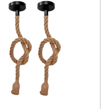Imagem de Kit 2 Luminária Pendente Corda 1,80cm em Sisal Designer Rústico - CTB,