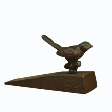 Imagem de Batente de porta de ferro fundido - rolha decorativa em forma de pássaro para casa e escritório - rústico resistente com base antiderrapante, peça de destaque para decoração de casa