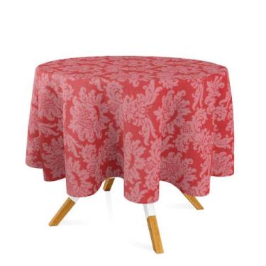 Imagem de Toalha de Mesa Redonda em Tecido Jacquard Vermelho e Branco Circo Meda