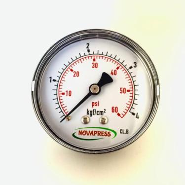 Imagem de Manômetro horizontal - Diam.63mm (2.1/2 ) Escala 0-4 KGF/CM2 x 60 PSI 