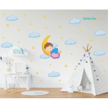 Imagem de adesivo de parede meninos lua almofadinha - Senhorita Decor