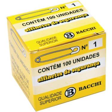 Imagem de Alfinete Segurança Nº 1 AÇO Niquelado Caixa com 100 - Bacchi