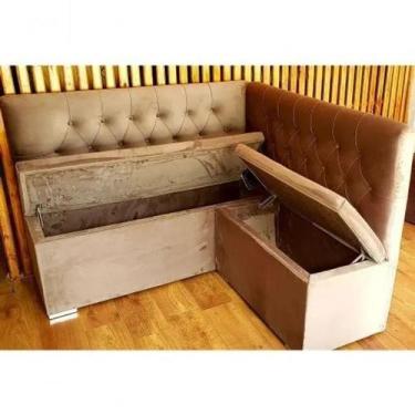 Imagem de Conjunto Canto Alemão Baú encosto Captone   Suede (1,20x1,50) - Genki 