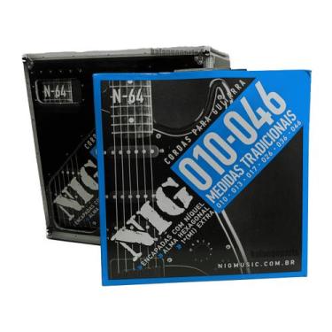 Imagem de 2 Encordoamentos Guitarra Nig 010/046 Tradicional + Palheta