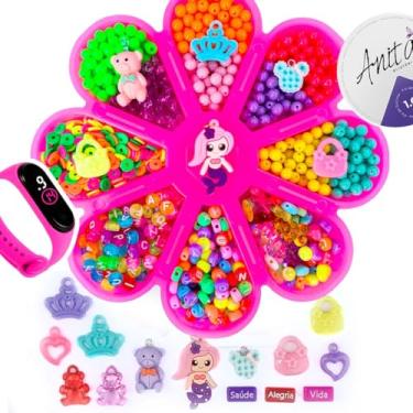 Imagem de Kit De Fazer Pulseiras 1800 Pçs Letra Miçangas Infantil Flor