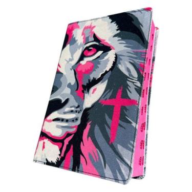 Imagem de Biblia NVI Glitter 100% Leão Rosa mod 02 - com indice - CENTRAL
