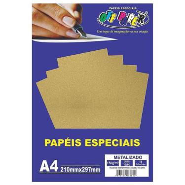 Imagem de Papel Metalizado A4 Especial Corte 15 Folhas 150g Off Paper,  Ouro