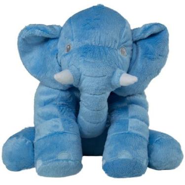 Imagem de Elefante de Pelúcia Antialérgico 50cm - Zig Zag, Azul