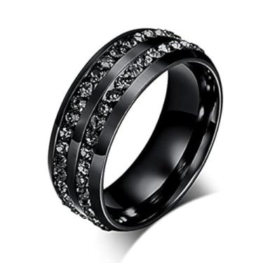 Imagem de NL10 Anel de noivado masculino feminino 8 mm titânio aço inoxidável altamente polido banhado a ouro 18 K conjunto de canais zircônia cúbica CZ aliança de noivado unissex ouro ajuste confortável,