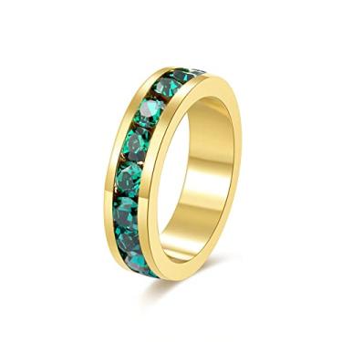 Imagem de Colar com pingente de pedra do mês de nascimento, eternidade total, empilhável, pedra de nascimento Swarovski, corrente de 40,64 cm (com corrente de extensão de 5 cm), Cristal, Zircônia cúbica