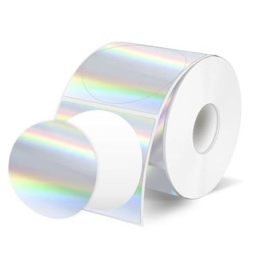 Imagem de Etiquetas Térmicas STARLIBOO Holográficas - 5cm, Circulares, 300 Unida