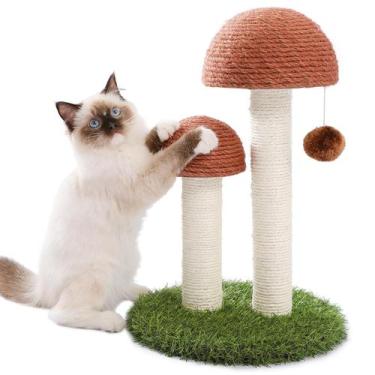 Imagem de Rascunhador de Gato PETEPELA Cogumelo Alto com Bola de Brinquedo Marro