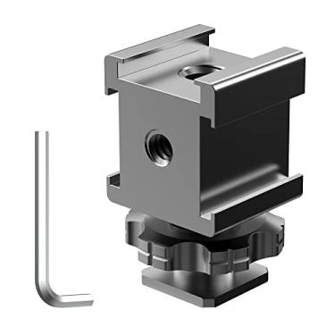 Imagem de NUOBAKE Camera 3-Side Hot Shoe Mount Adapter 360 Degree Swivel Triple Cold Shoe Bracket for Monitor Microphone LED Video Light Compatible with Sony Canon Nikon DSLR Compact Camera Vlog Film