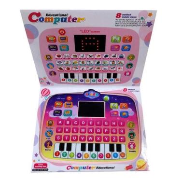 Imagem de Brinquedo Tablete Educacional  Inglês  Aprendizagem Display Led Rosa -
