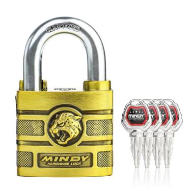 Imagem de Cadeado resistente à prova d'água de 50 mm com 4 teclas redefiníveis para uso ao ar livre, acabamento em latão