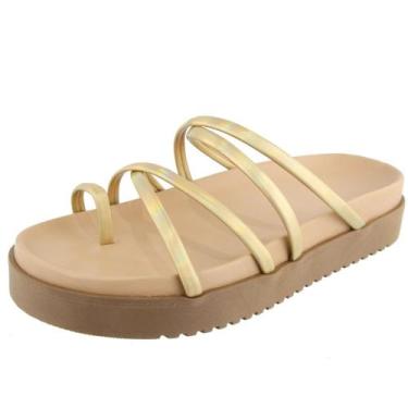 Imagem de Sandália Feminina Plataforma Dedo Tiras Metalizadas - s/marca, Met, Do