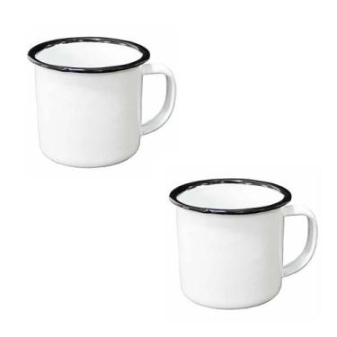 Imagem de 2un caneca esmaltada fazenda branca rústico 300ml - YAZI