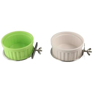 Imagem de Tigela destacável para pássaros, 2 peças, tigela de água para papagaio, copo de plástico para alimentos, alimentador de água suspenso, gaiola de pássaros de pombos, suporte de alimentação para copo de
