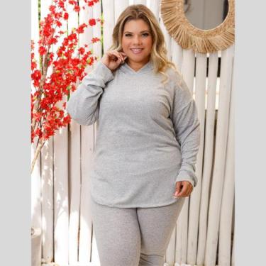 Imagem de Conjunto Feminino Calça e Blusa c/ Capuz Lanzinha Plus Size - Rosana F