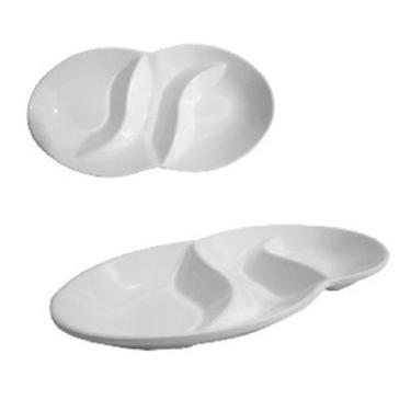 Imagem de 6 Petisqueira Travessa Japonesa Prato Melamina Tripla Folha