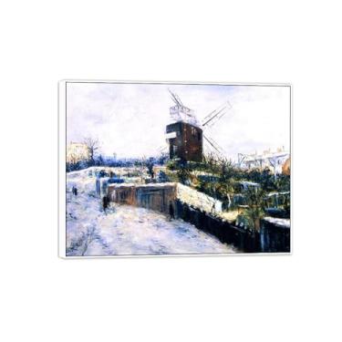 Imagem de Cityscape Pictures-Famous Canvas Prints-Landscape Wall Art Painting for Bedroom Home Decor-Reprodução (Moulin in Snow) Moldura branca 20x25cm-8x10in